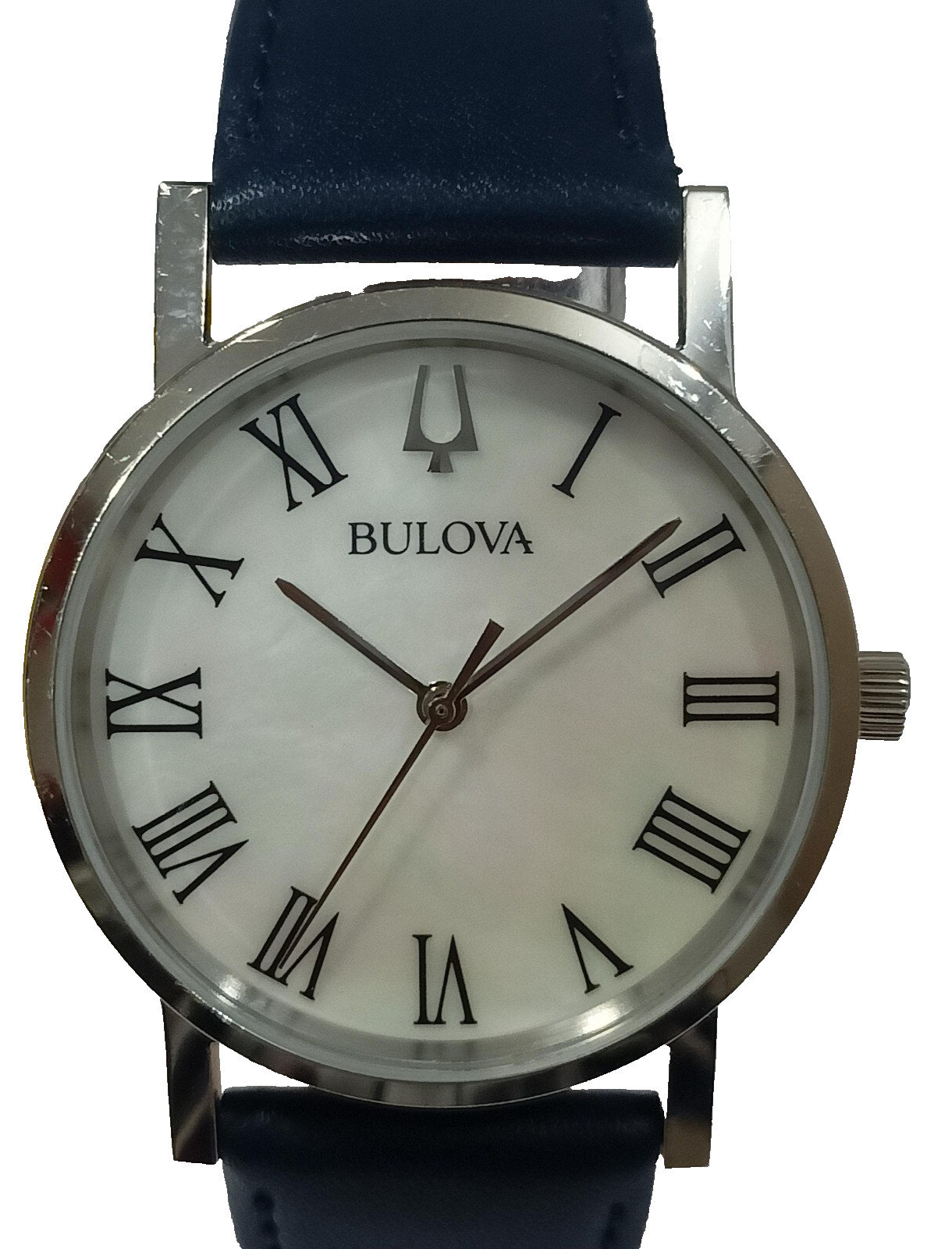 DGN-015570 BULOVA MEN WHITE DIAL LEATHER PROTOTYPE SAMPLE LEATHER WATCH MB-551