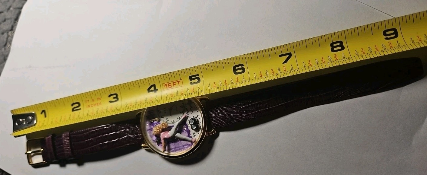 W.Y.L. Ballet Dancer Music Watch Pink Purple Brown Gold Tone Leather Band
