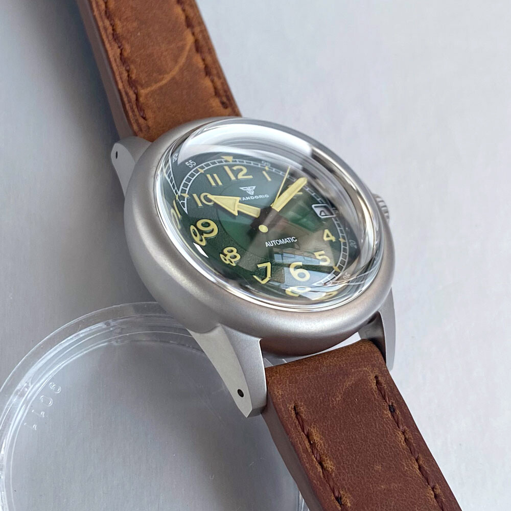 Tandorio 36mm 200M Dive Automatic Watch Men NH35 Green Lume Bouble Bow Sapphire