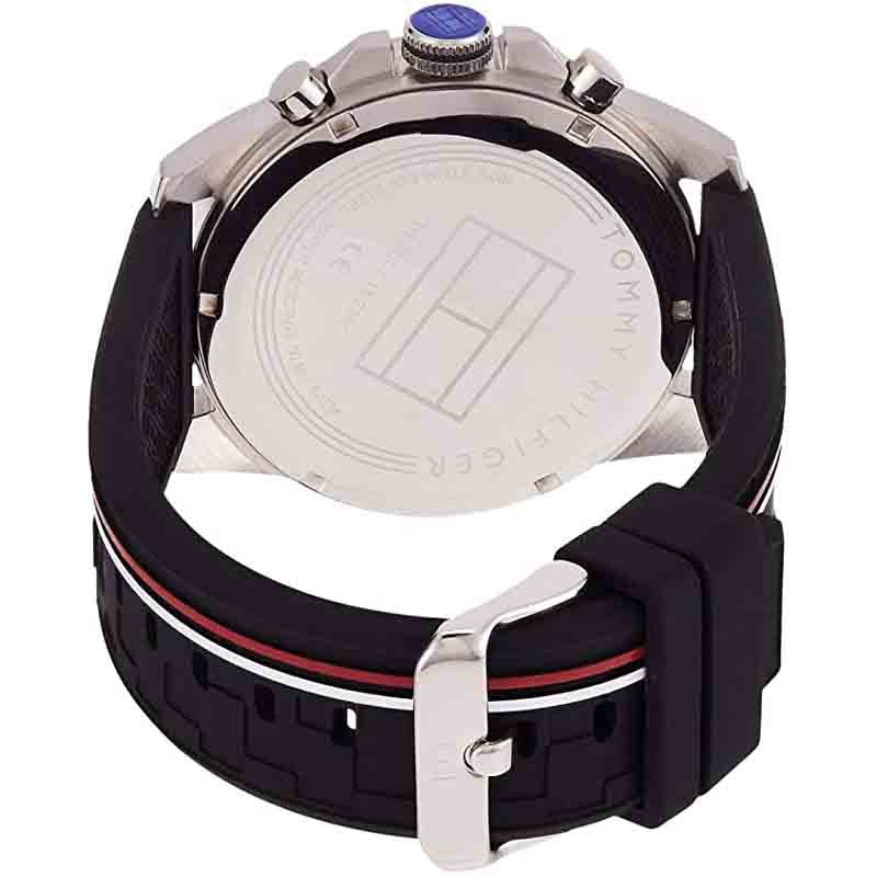 Tommy Hilfiger 1791473 Men’s Quartz Silicone Strap Black Dial Watch, 46mm