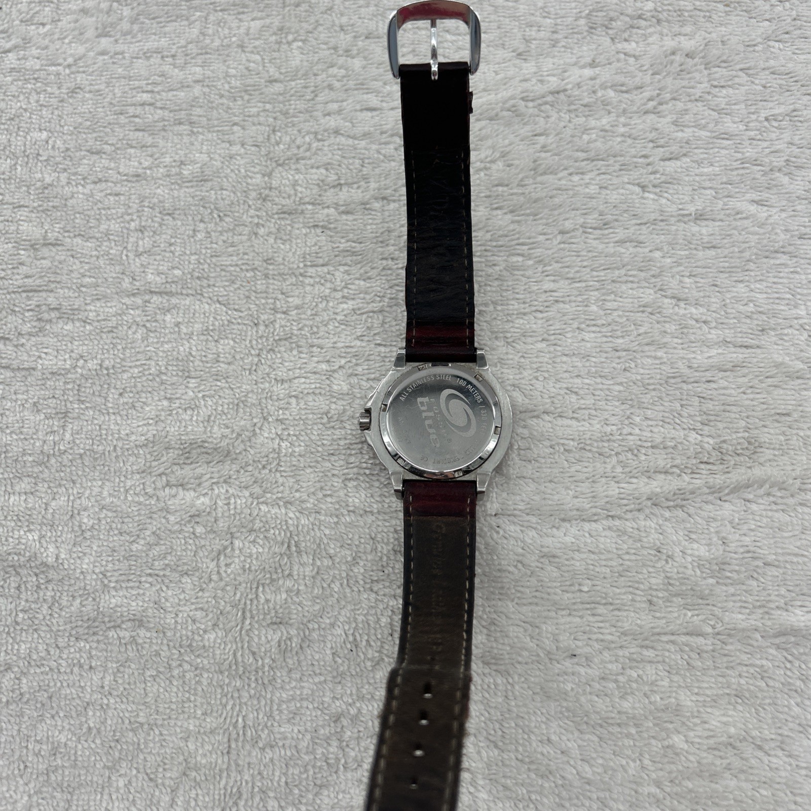 Fossil Blue Women’s Watch AM-4056 Brown Leather Band 100 Meters 330 Feet
