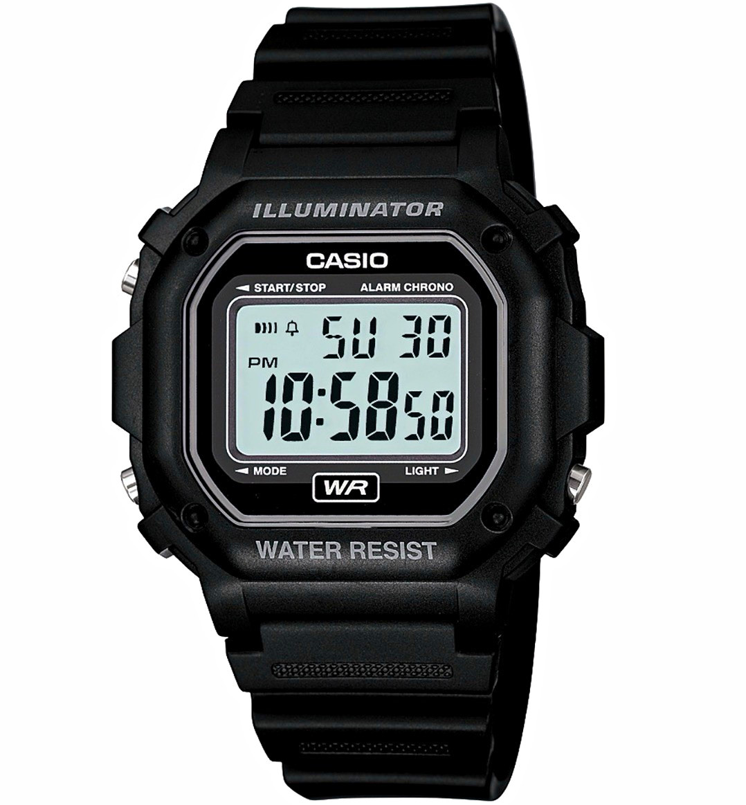 Casio Illuminator Digital Quartz Black Resin Square Watch Backlight Alarm Box
