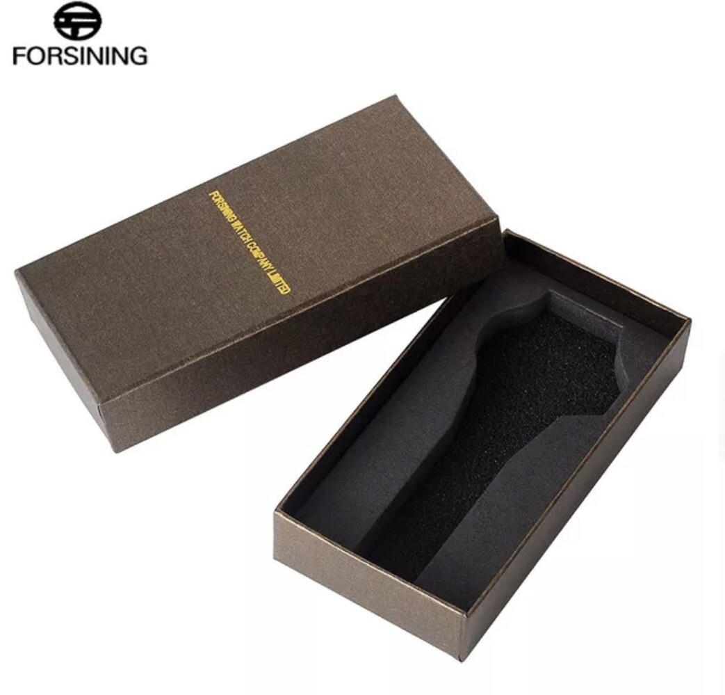 Forsining Mens Skeleton Mechanical Waterproof Luxury Watch Leather Hollow