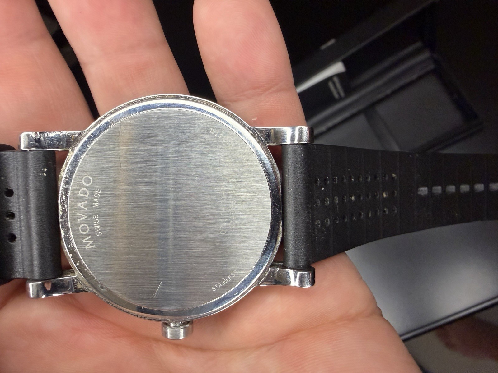 Movado Signature Sport 42mm Quartz Watch with A Black Silicone Band Box & Card