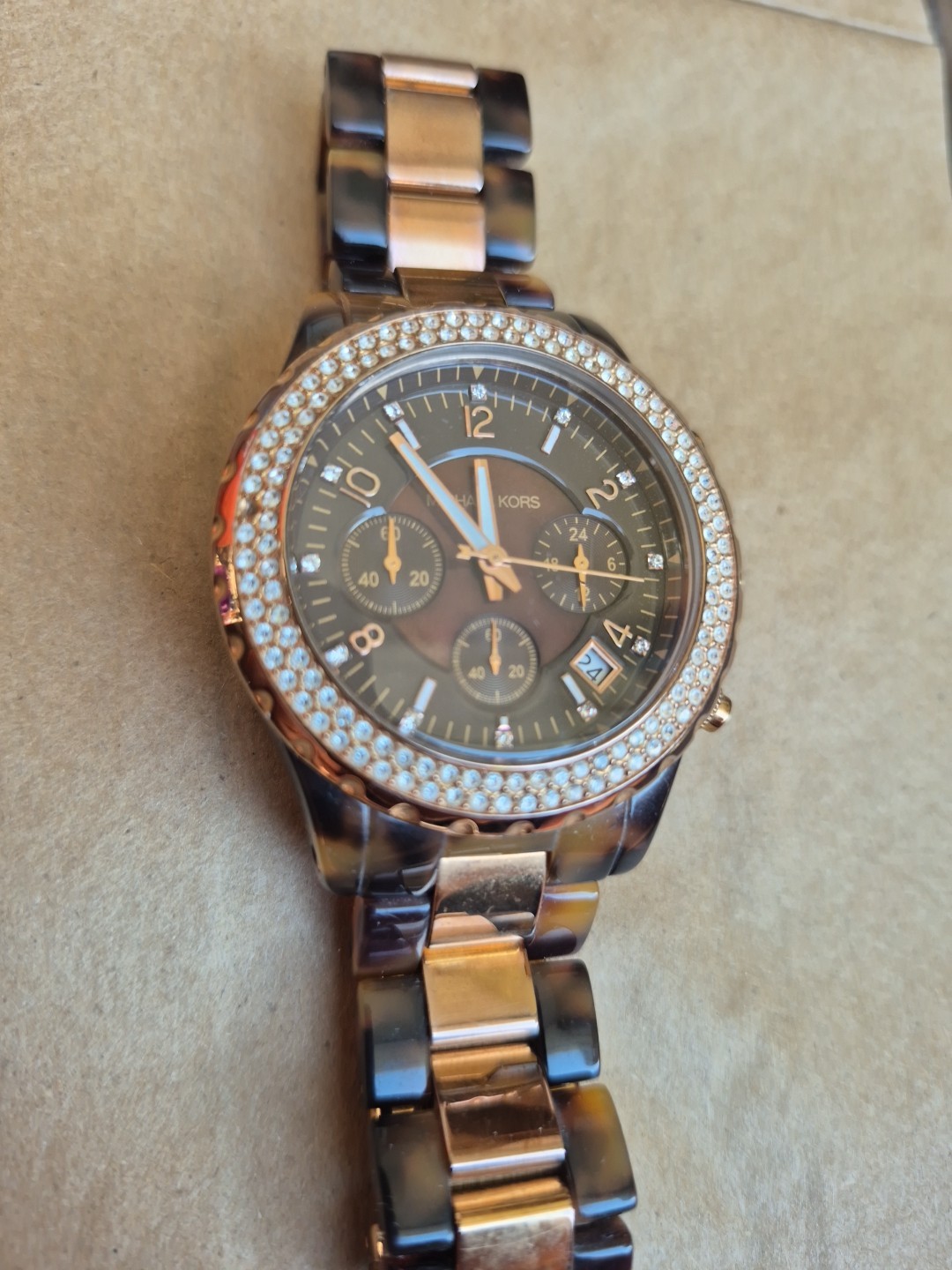 Michael Kors MK-5416 Two Tone Crystals Bezel Chronograph Women’s Watch