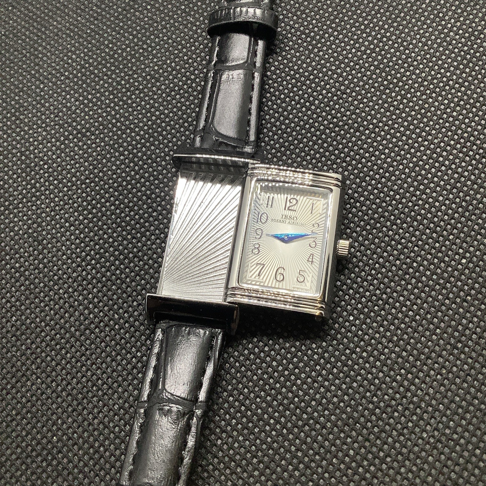 Vintage Reverso Style Quartz Flip Dress Watch Square Slide Old Money 21mm Men