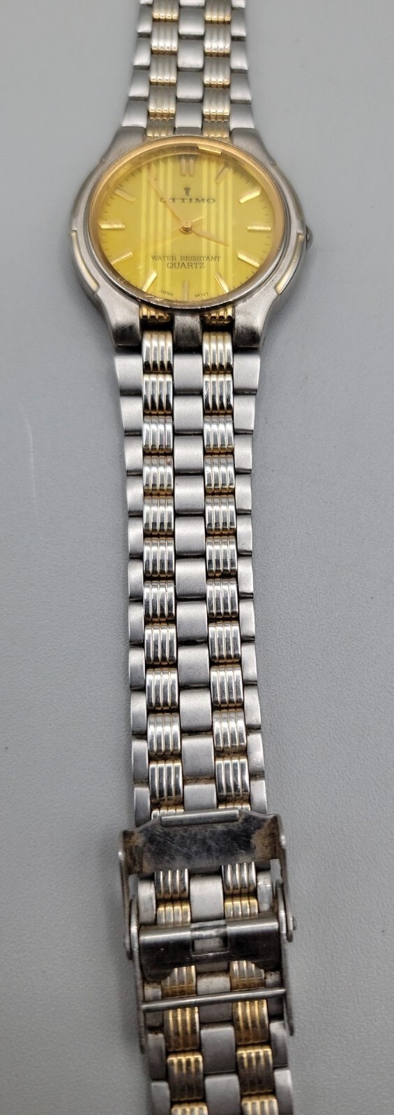 Vintage 18kgp Ottimo Unisex Quartz Watch Rare Yellow Dial 7″ 30mm