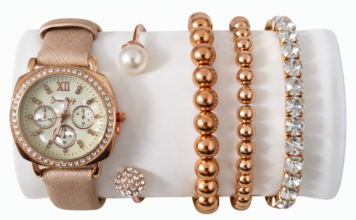 Jessica Carlyle Women’s Rose Gold Crystal Chronograph Watch New-Open Box