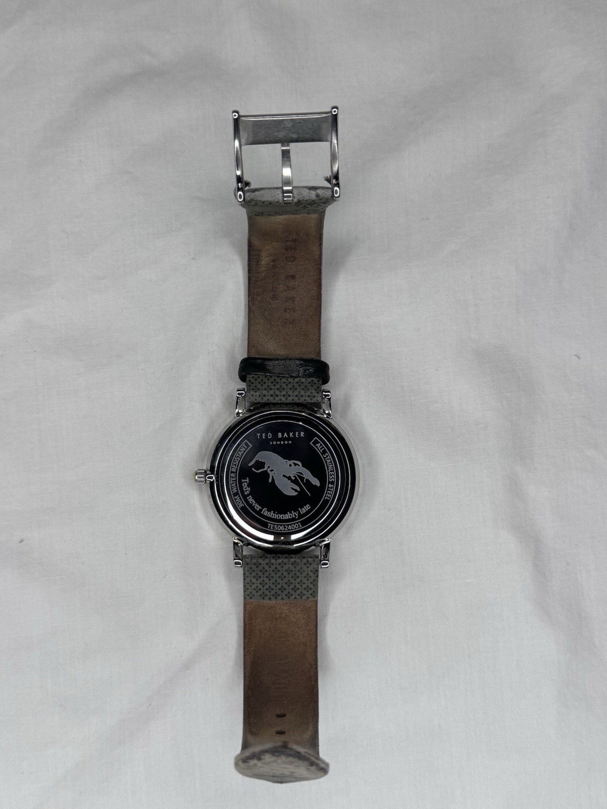 Ted Baker Graham Mens Watch 40mm Black Dial Gray Leather Date TE50624001