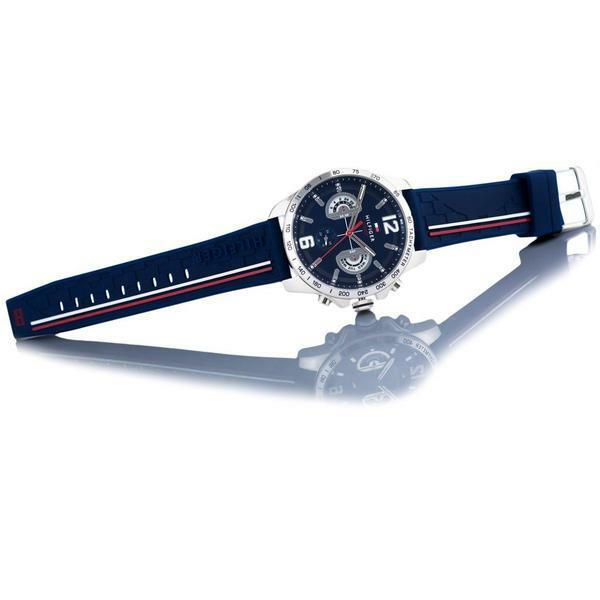 NEW TOMMY HILFIGER «DECKER» TH1791476 BLUE/SILVER/RED CHRONOGRAPH MENS WATCH