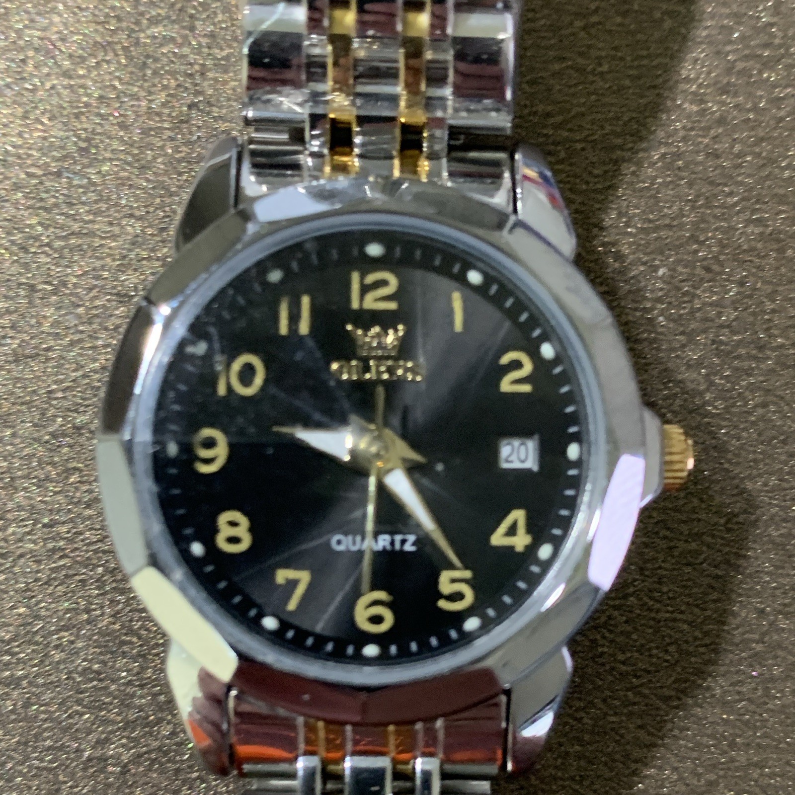 OLEVS Women’s Quartz Dress Watch Black Dial Two-Tone Metal Bracelet Date
