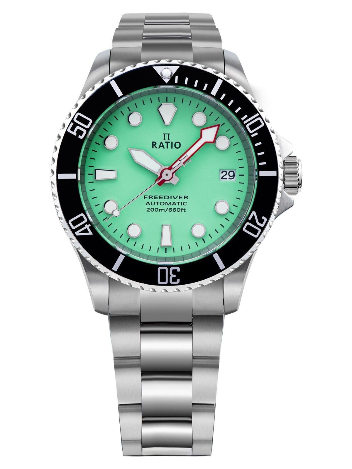 RATIO FreeDiver Automatic RTF049 Mens Watch Sapphire Stainless Steel Green Dial