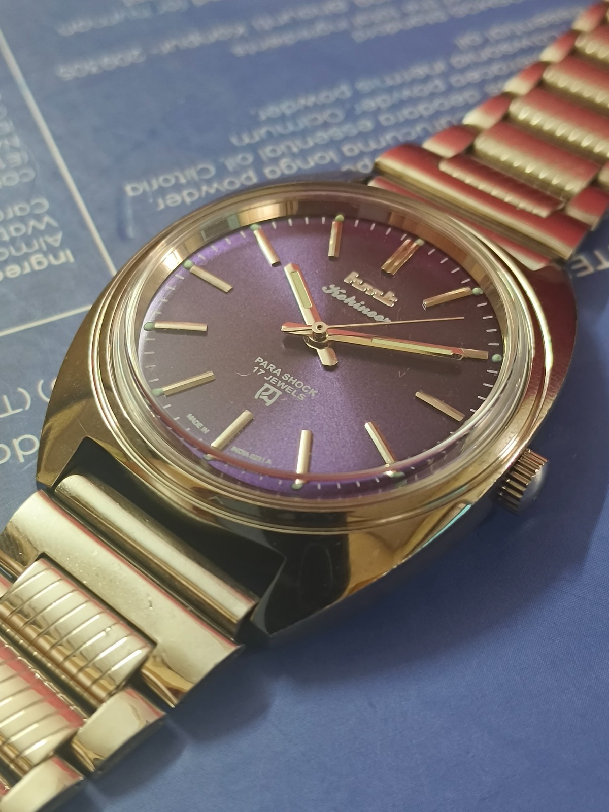 Vintage HMT Kohinoor Purple 17 Jewels Mechanical Hand Winding Men’s Wrist Watch