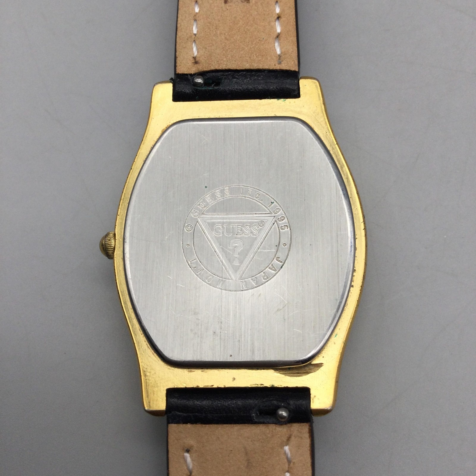 Vintage Guess Womens Watch 31mm Gold Tone Small Seconds Leather New Battery