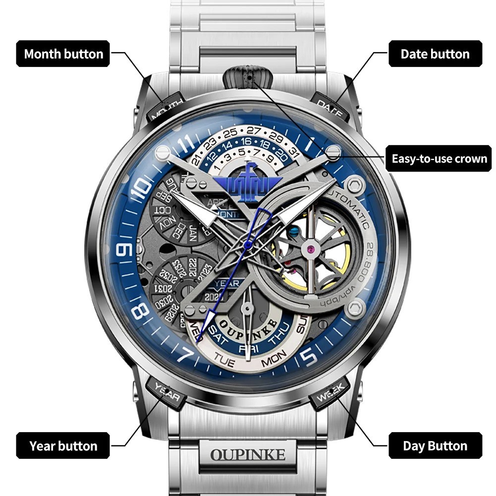 Automatic Mechanical Watch Waterproof Luxury Dial Men’s Men Strap