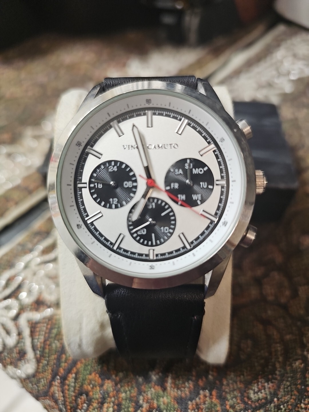 Men’s Vince Camuto watch dress watch with black Leather Band
