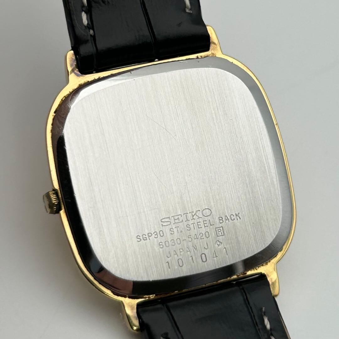 Seiko Dolce 6030-5420 Mens Quartz Watch Gold Dial Japan Vintage Dress 29mm