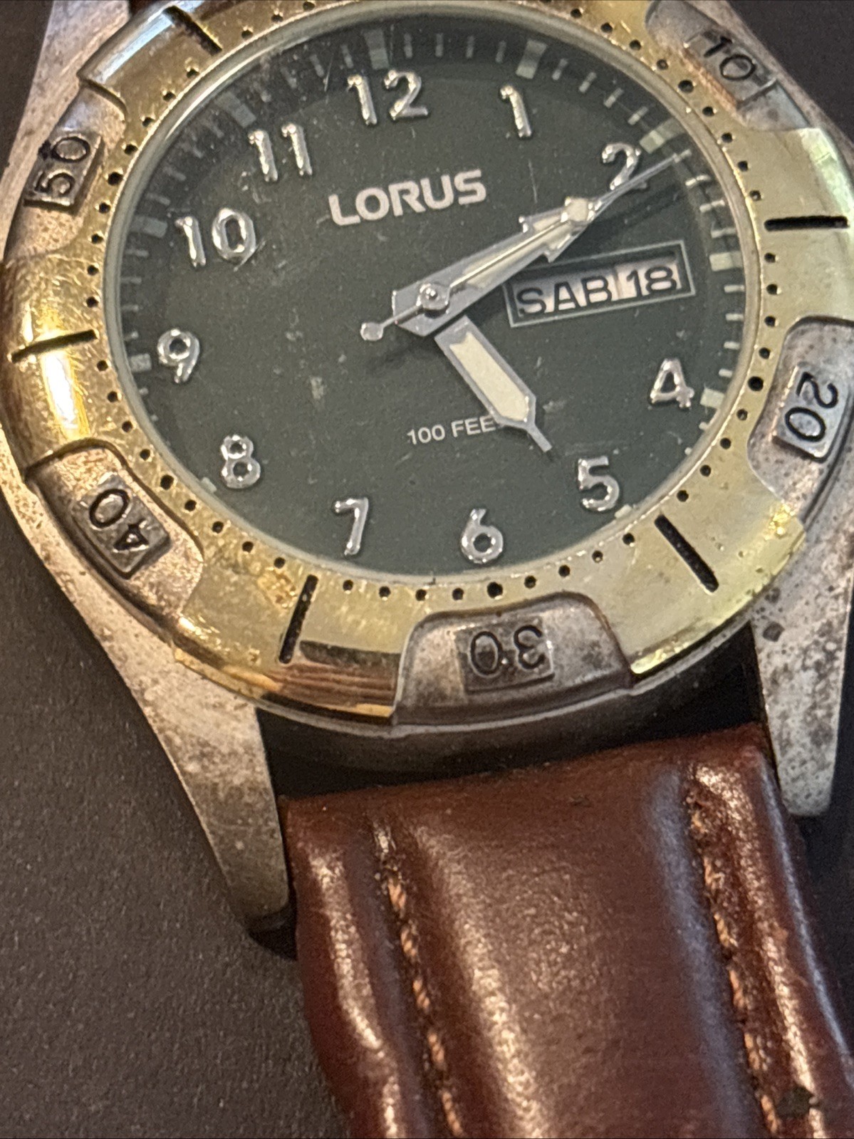 Lorus By Seiko Day-Date 100 Feet Watch Men’s For Parts-Repair-Restoration As Is
