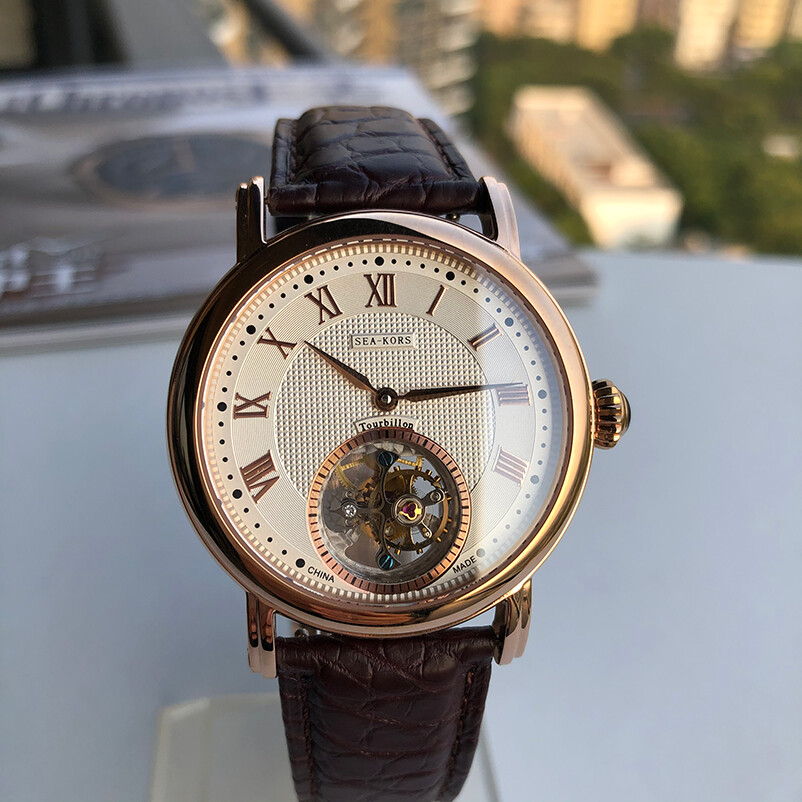 Sugess Seakors Genuine Tourbillon Seagull ST8000 Mechanical Mens Watch SE8000GW