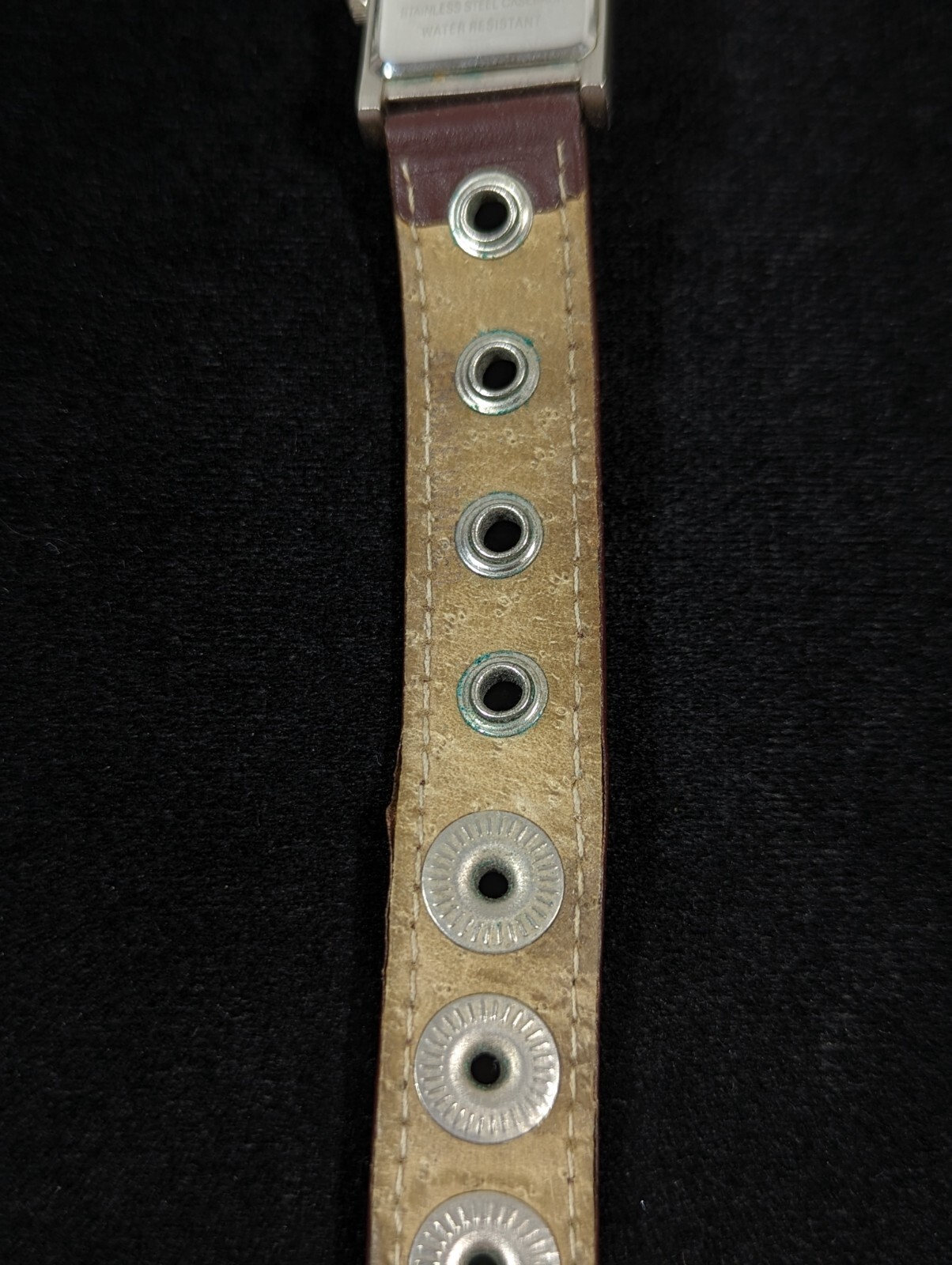 Rampage White Dial Silver Tone Rectangle Case Brown Band Watch 7.5 Inch
