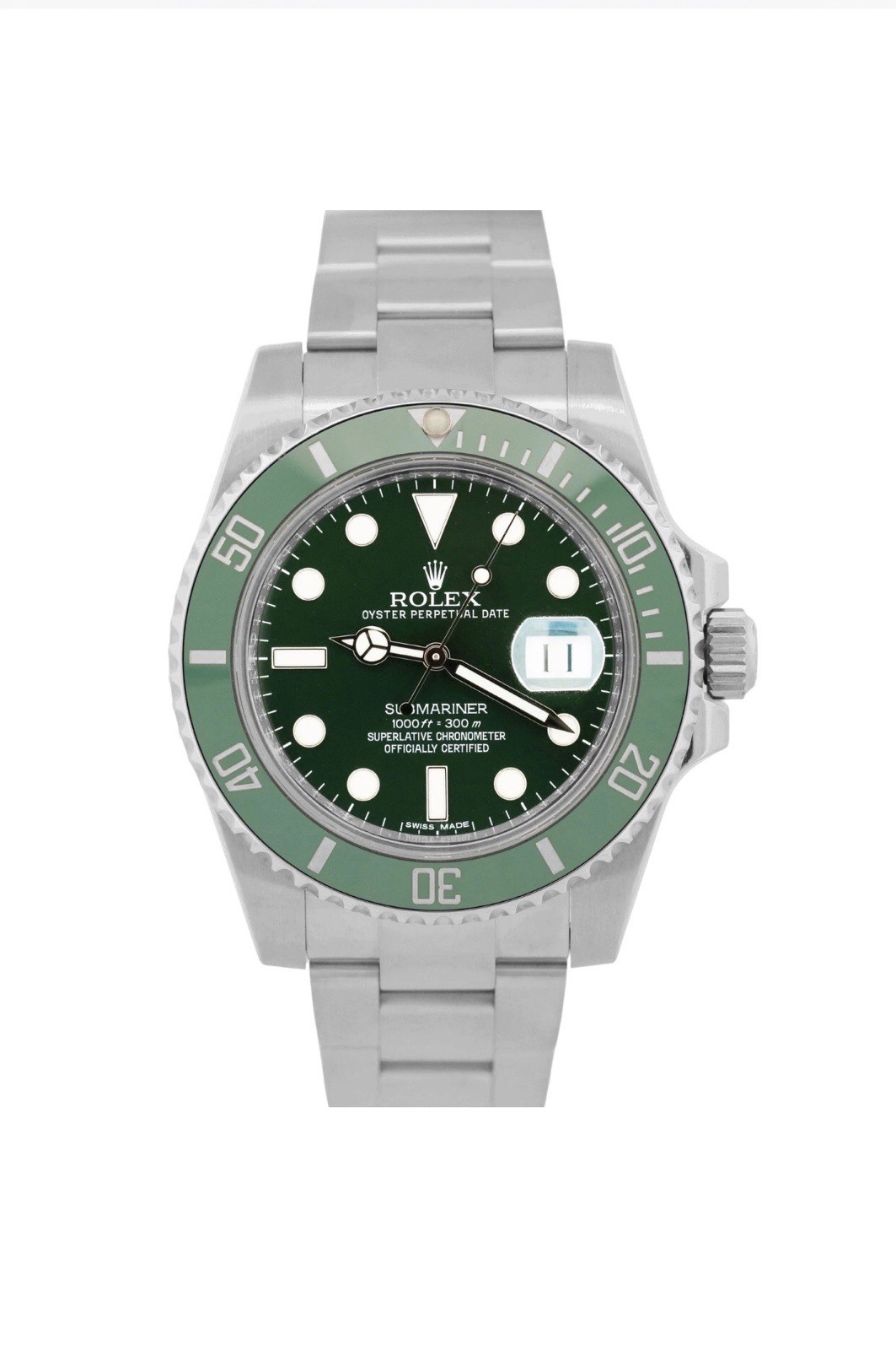 Authentic Rolex Submariner “Hulk” 116610LV 40mm Ceramic Bezel And Green Dial