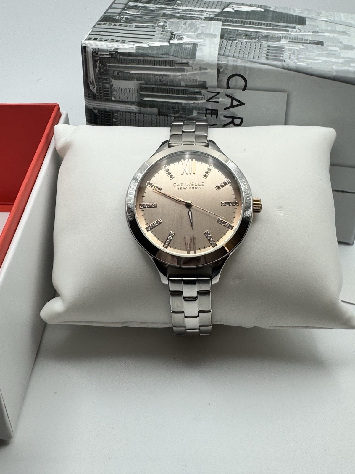 Carvelle New York By Bulova Women’s Watch Stainless Steel Blush Crystal Dial