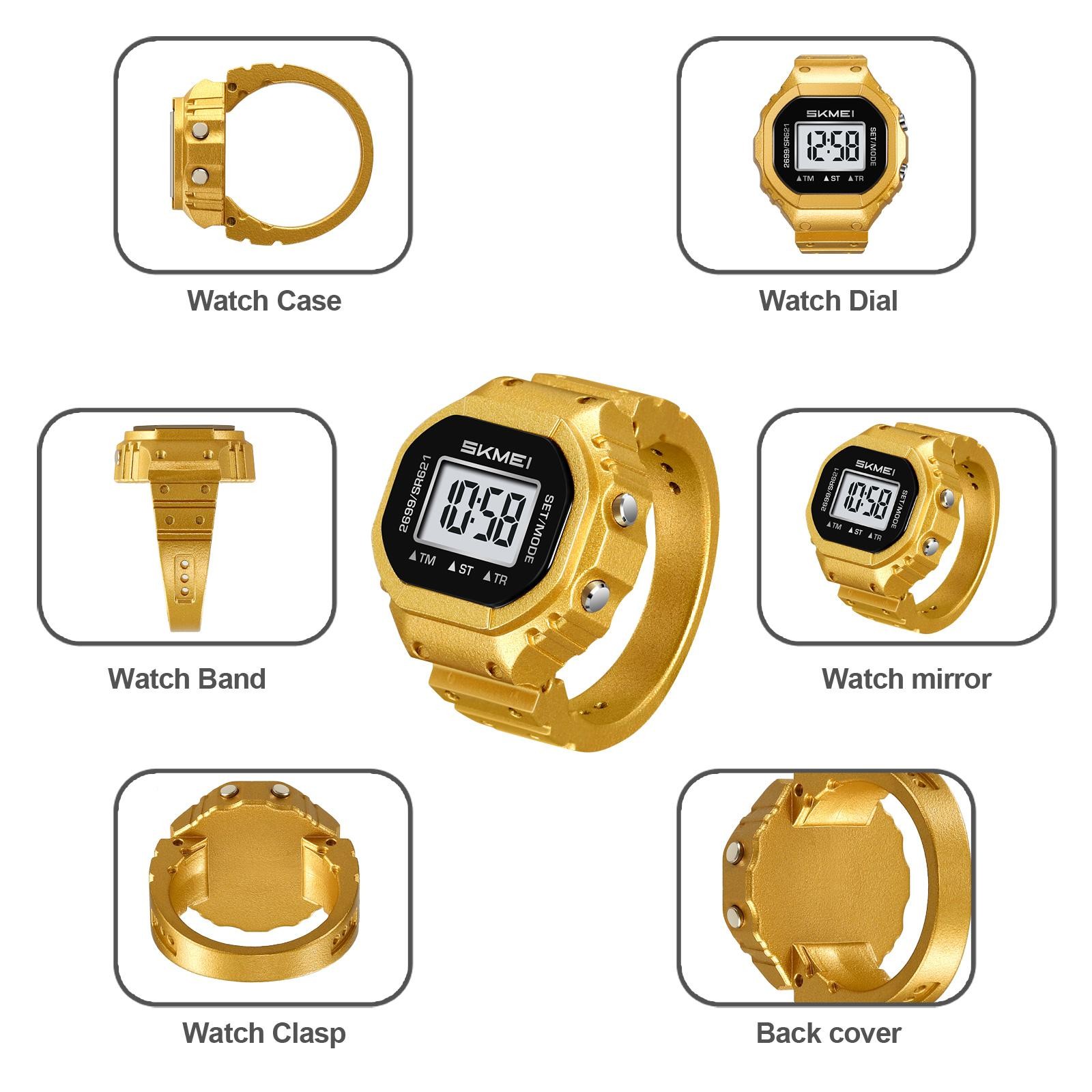 SKMEI 2699 LED Digital Ring Watch Fashion Finger Jewelry Chronograph Men Women