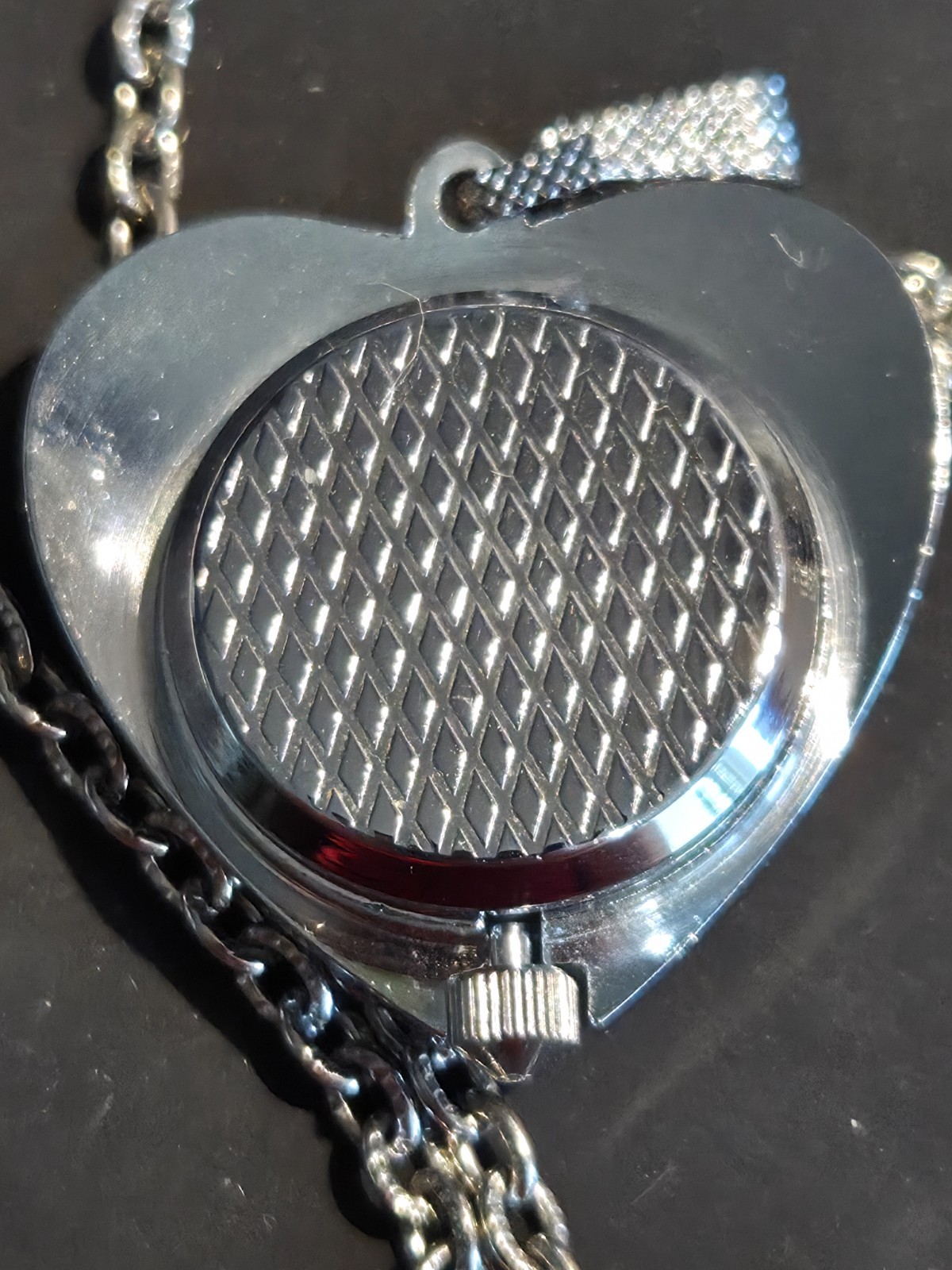 Vintage Montreluxe Heart Shaped Pendant Watch with Chain-working