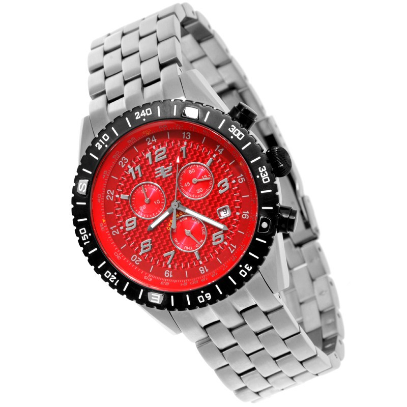 32 DEGREES SUMMIT MENS SWISS QUARTZ RED WATCH NEW STAINLESS BRACELET