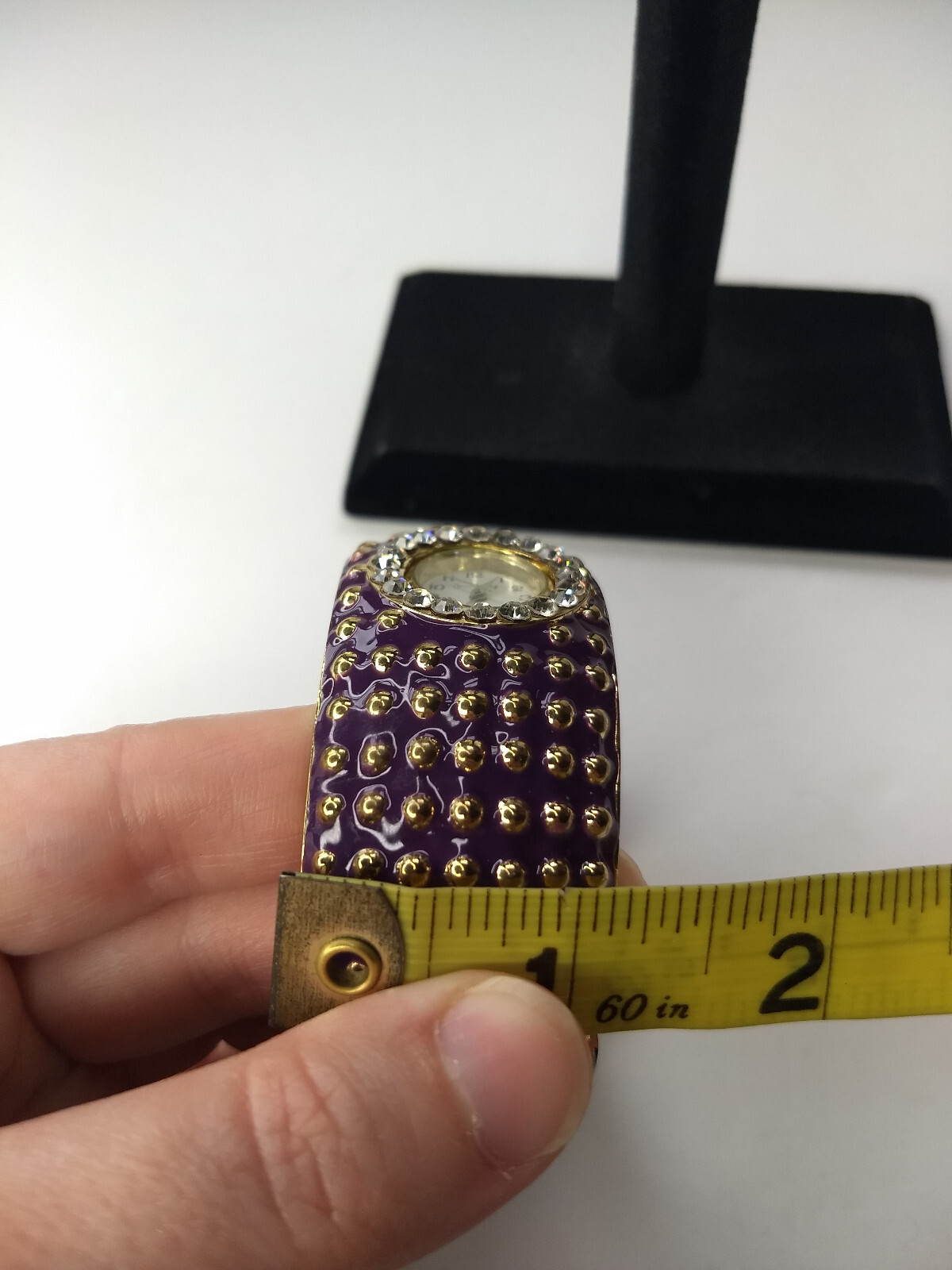 Jessica Carlyle Fashion Cuff Purple Gold Tone Watch Hinge New Battery Tested
