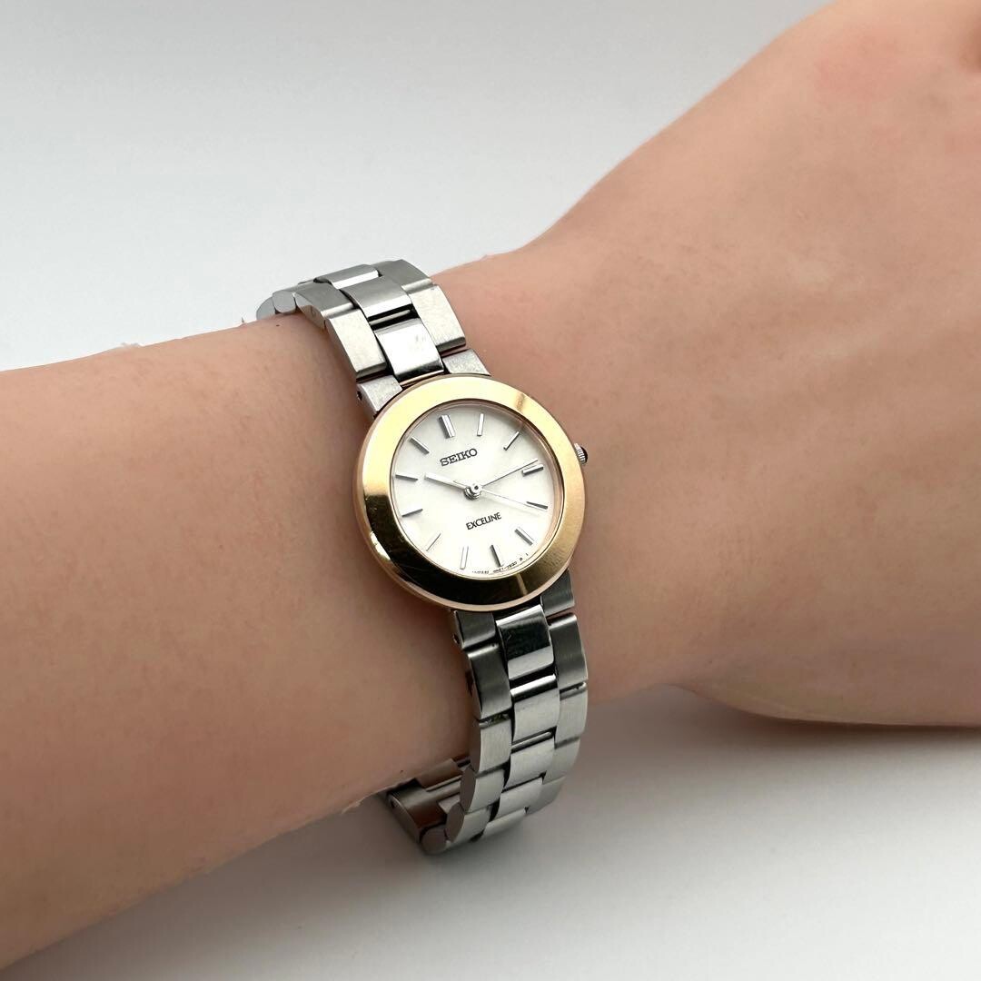 SEIKO Exceline 4N21-1200 Womens Quartz Two Tone Dress Watch Japan Vintage