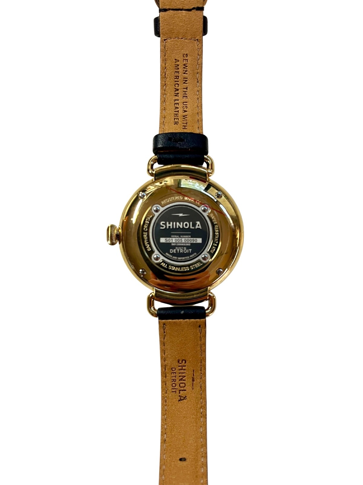 Shinola Birdy Petoskey Stone Women’s Watch Gold Tone Black Leather with Box
