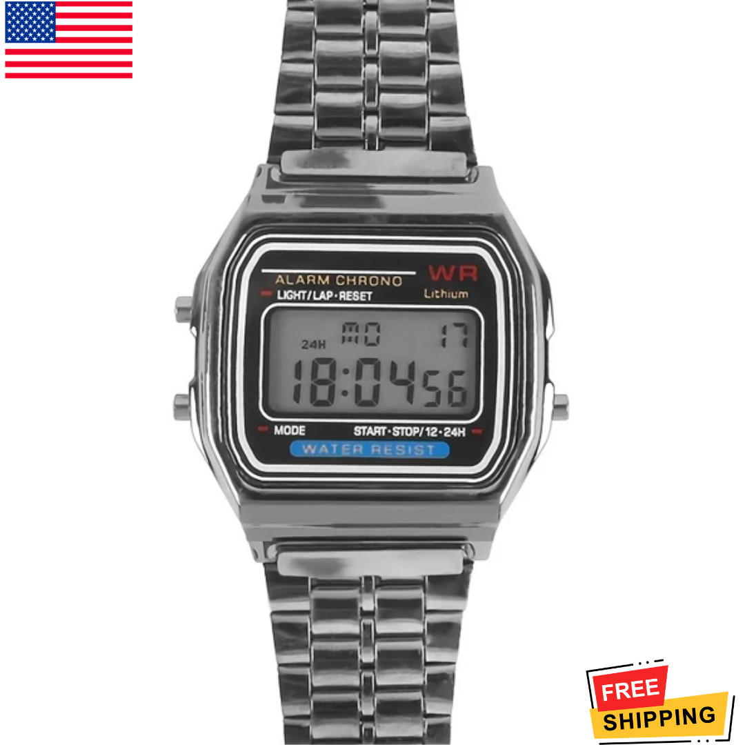 F-91W-1 Men’s 2025 Digital Silver Steel Watch Classic Alarm Light Waterproof