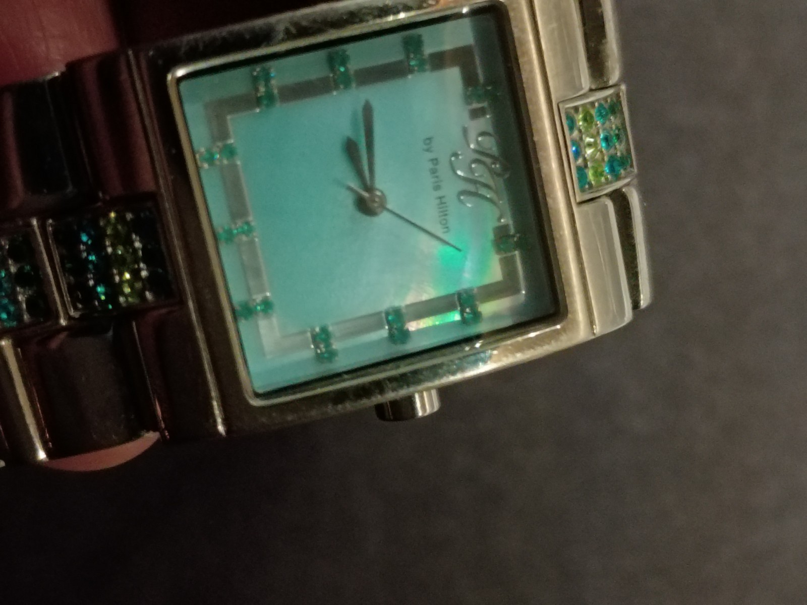PH By Paris Hilton Bracelet Watch Iridescent Blue Green Oyster Dial New Battery