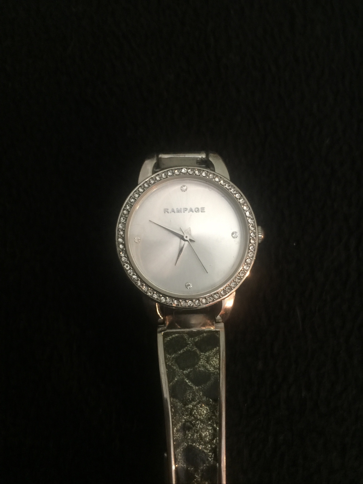 RAMPAGE,Beautiful ladies watch silver tone Cubic Zirconia bezel,New battery