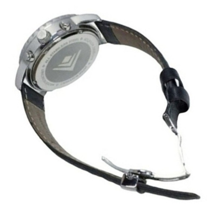 SILPADA Chronograph Black Leather Silver Case Bezel Unisex Boyfriend Style