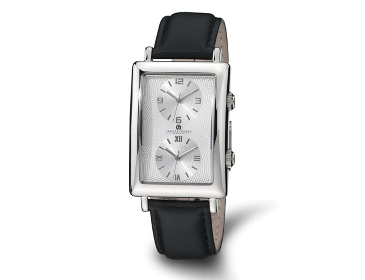 Mens Charles-Hubert Dual Time Watch with Leather Band