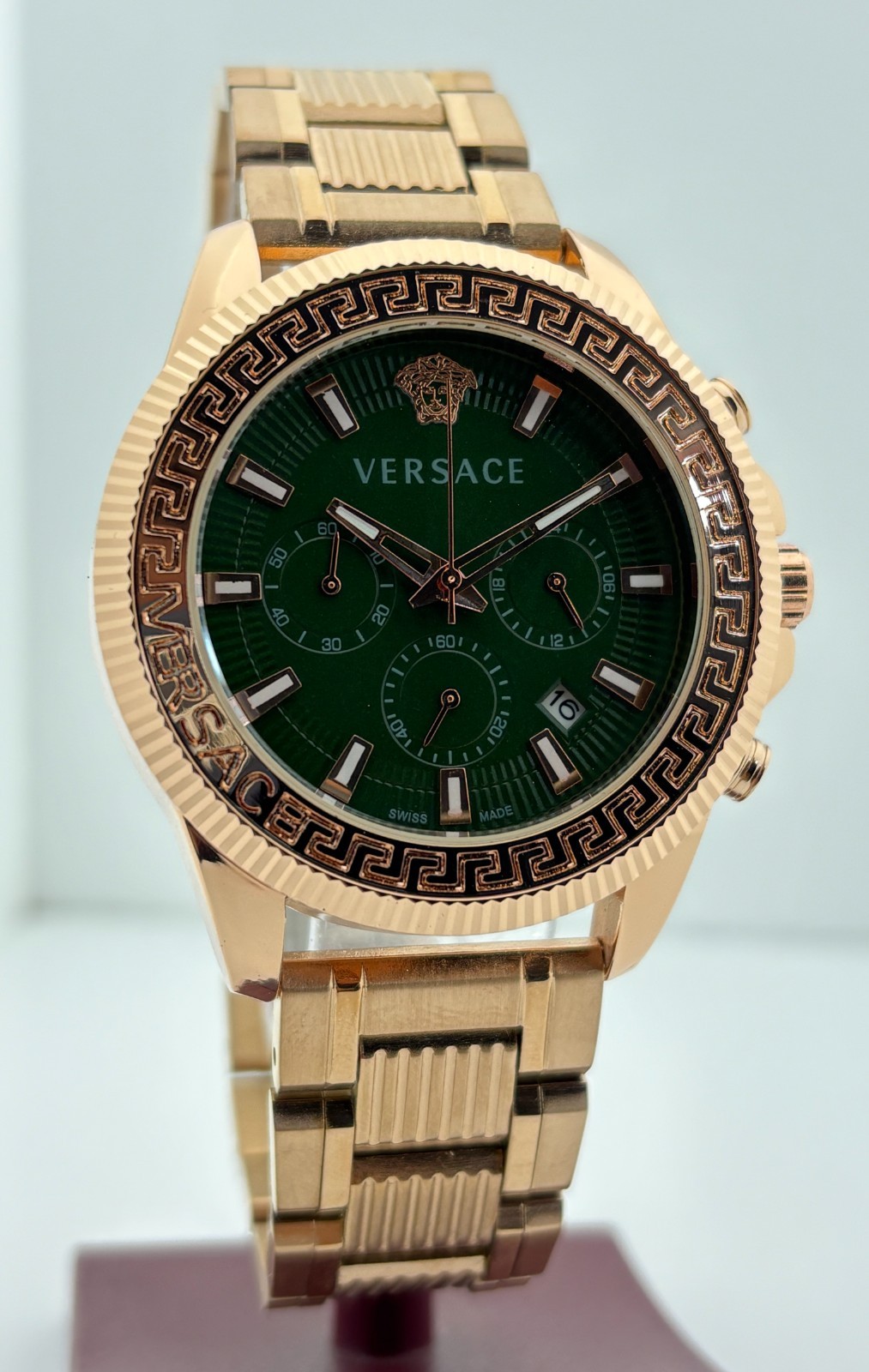 Refurbished Versace Greca Action Chrono Quartz Green Dial Rose Gold-Plated Watch