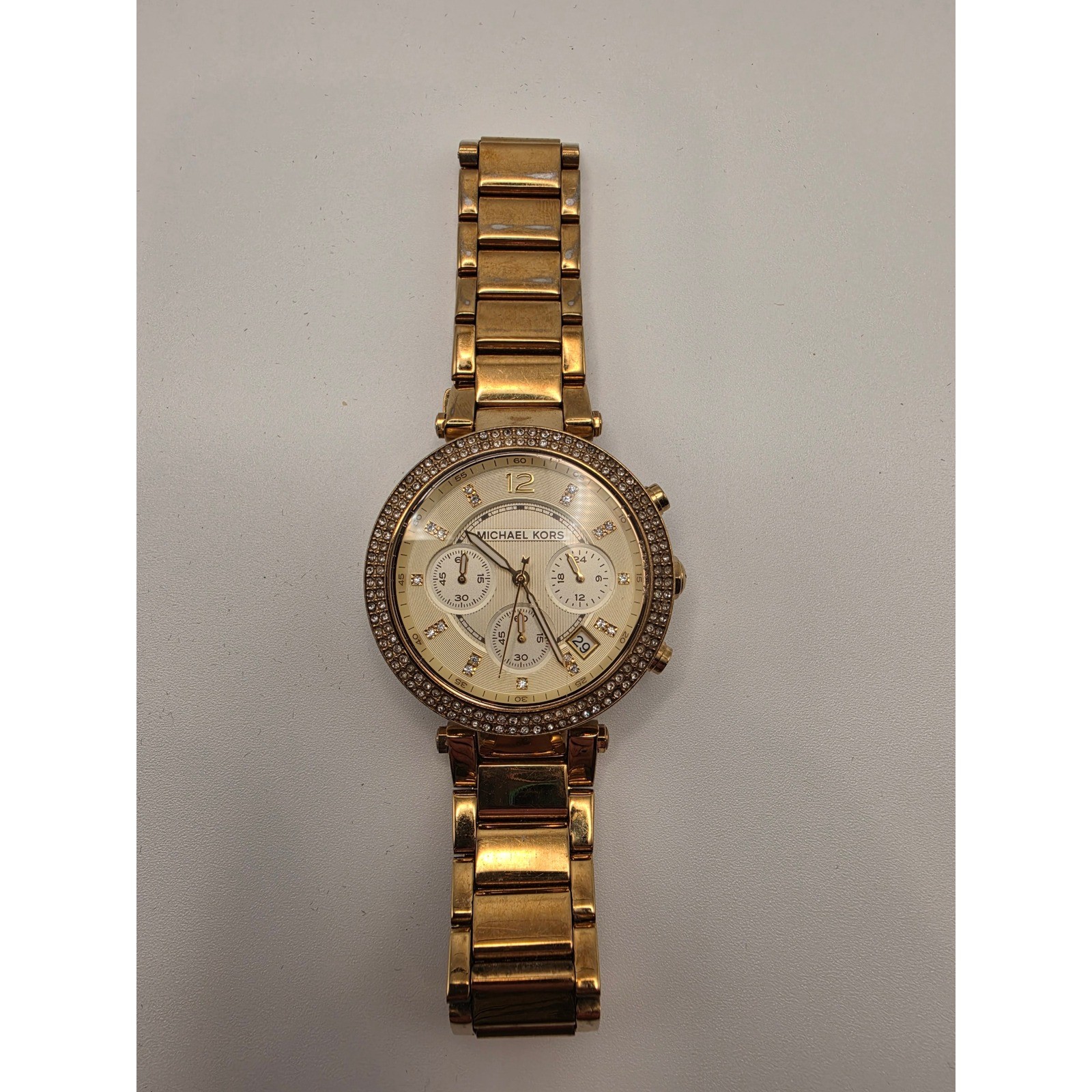 Michael Kors MK-5354 Parker Gold Tone Crystal Pave Chronograph Ladies Watch