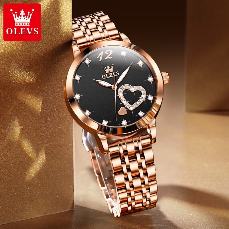 OLEVS Stainless Steel Waterproof Luminous Diamonds Dials Watch Quartz Women’s