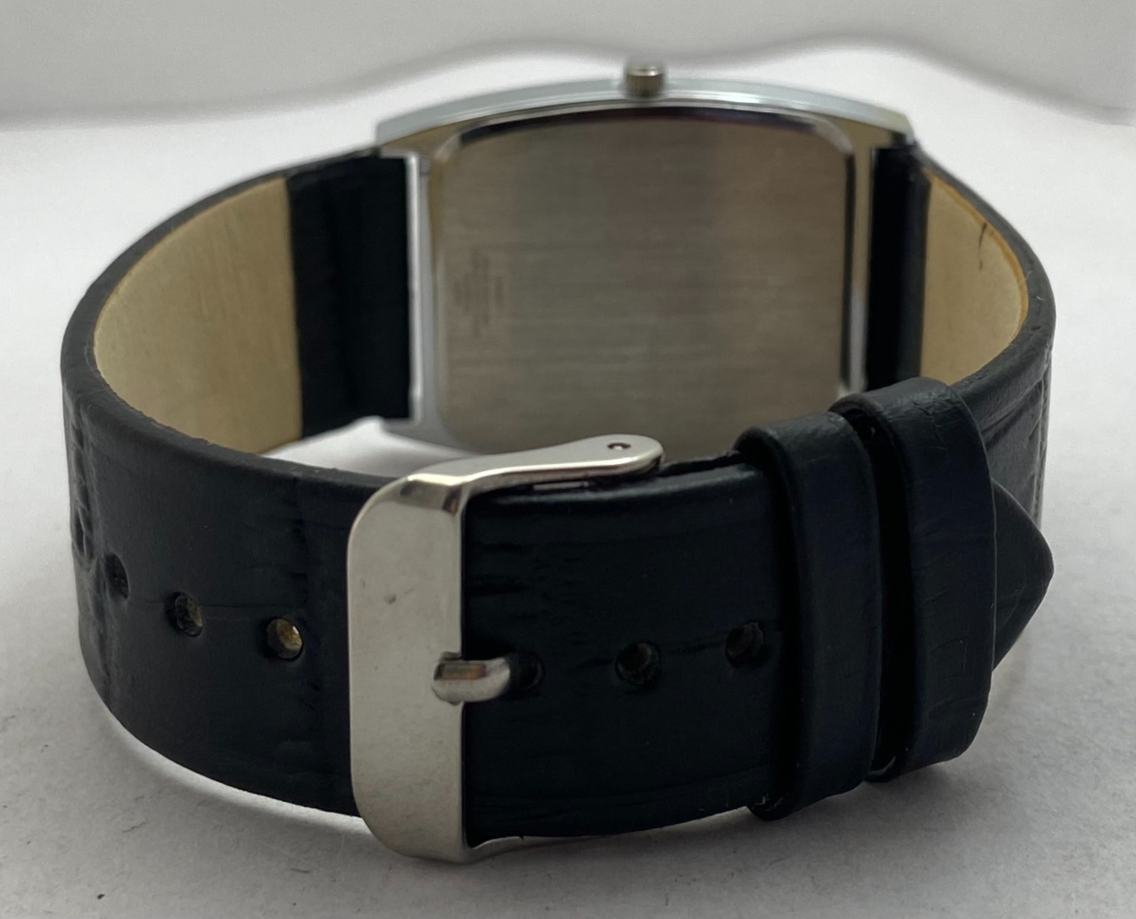 Vintage Style Seiko Slim Black Roman Dial Leather Strap Men’s Wristwatch 25 mm