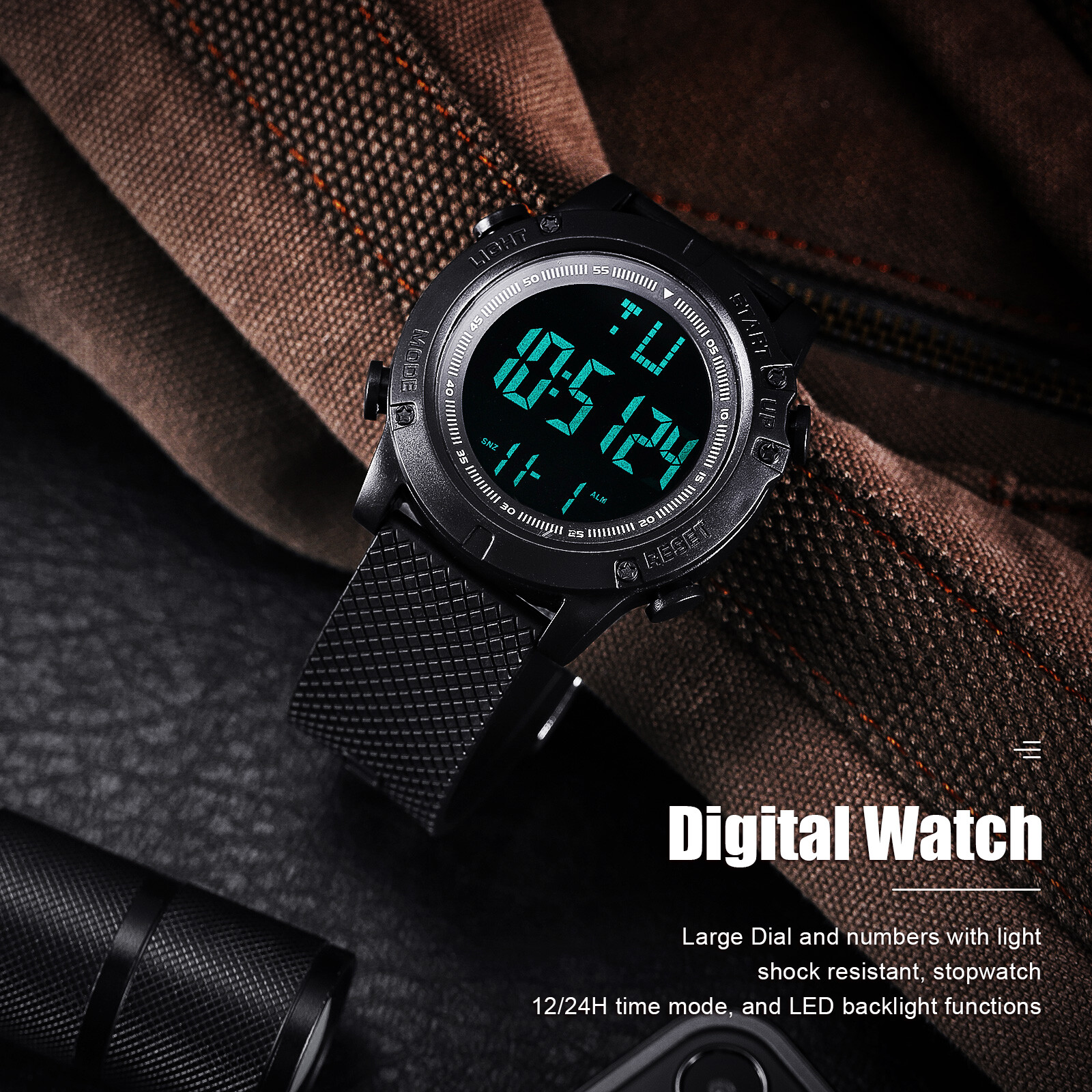 Men Digital Sports Watch Military Tactical LED Backlight Wristwatch Waterproof