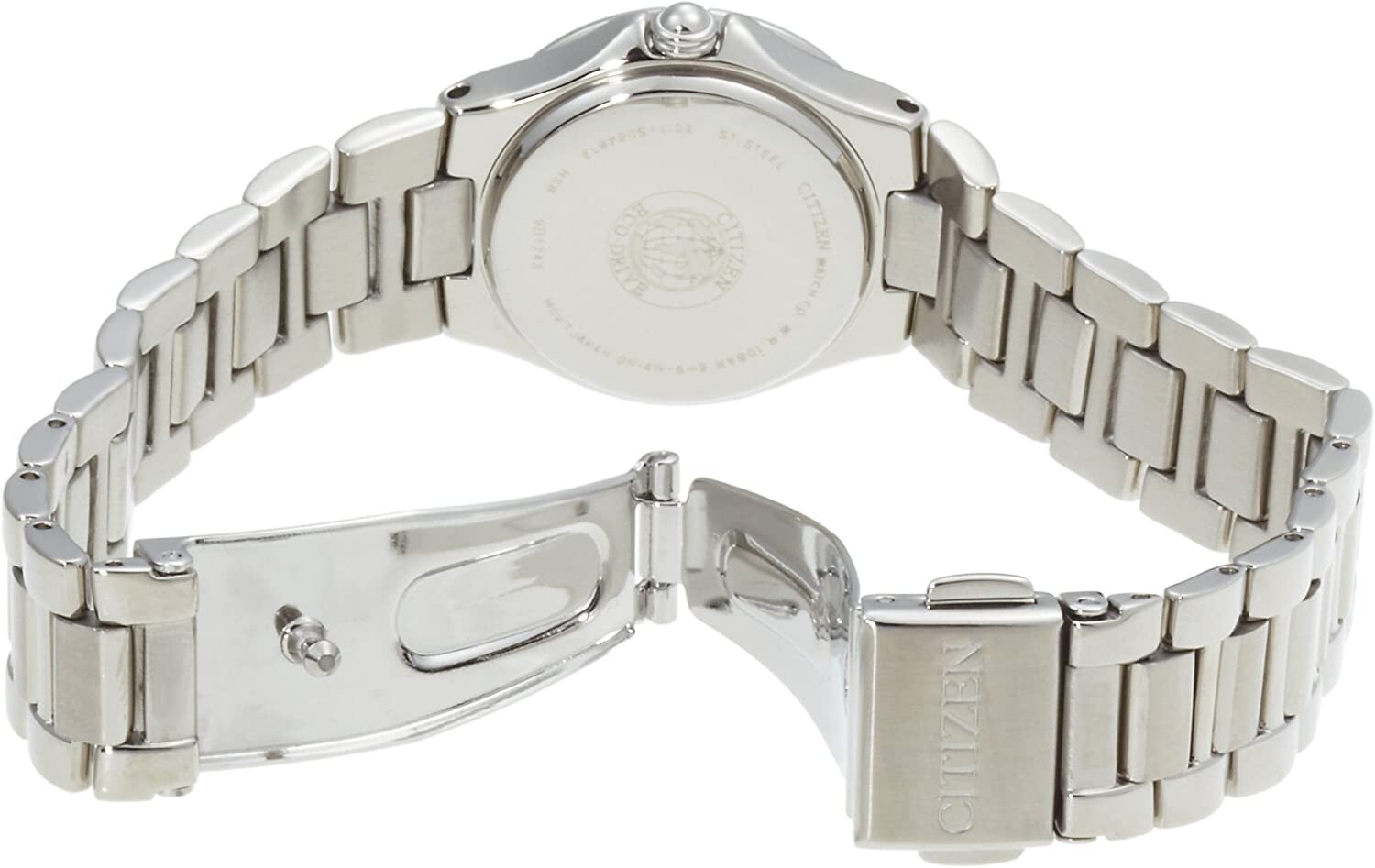 Citizen Eco-Drive EW1530-58D Silver Tone White MOP Date Dial Womens Watch
