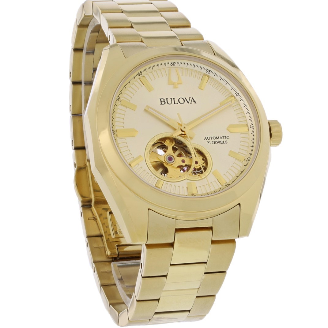 Bulova Surveyor Men’s Gold-Tone Stainless Champagne Dial Automatic Watch 97A182