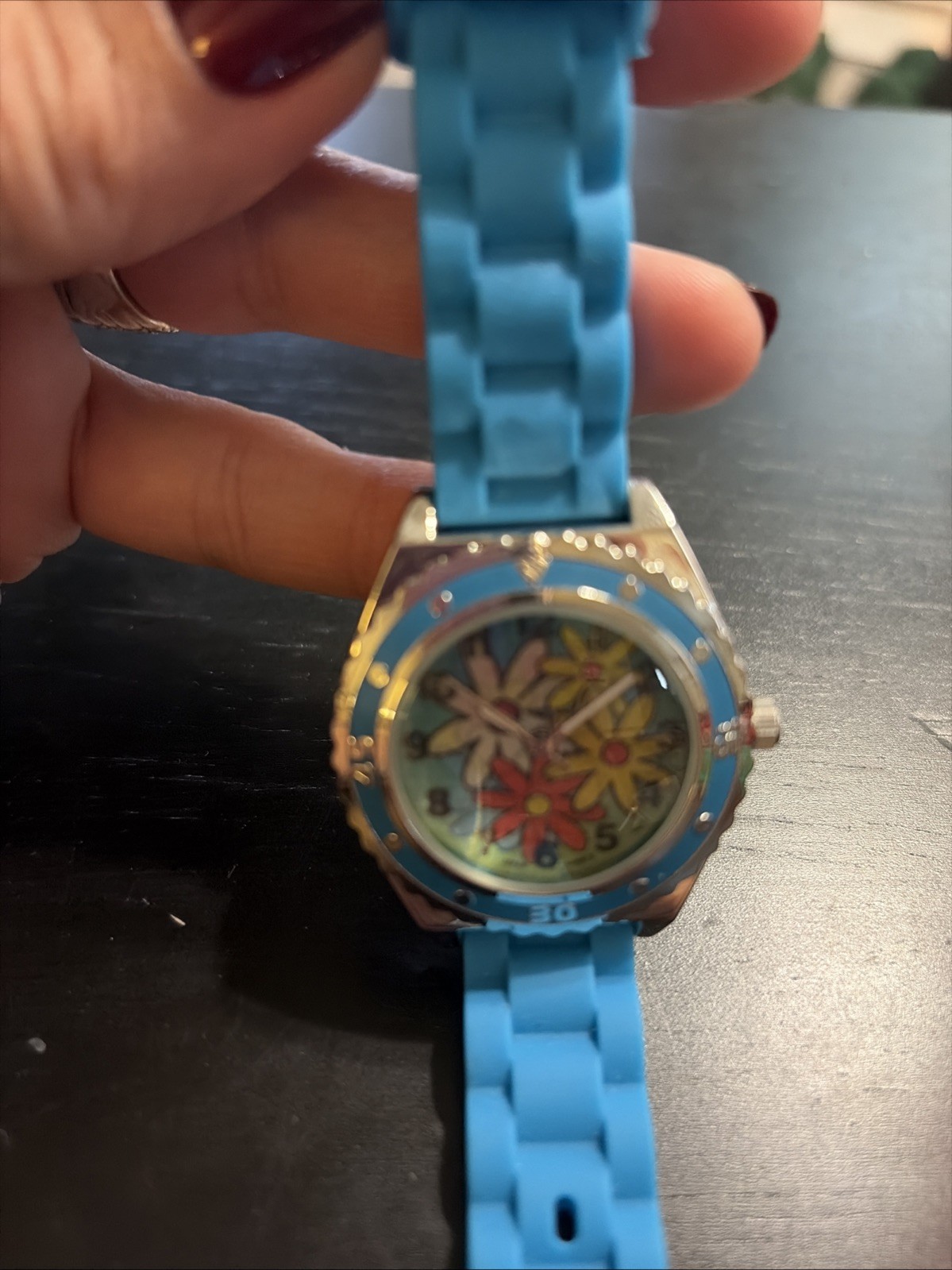 Boho Sophie Quartz Ladies Watch Gold Tone Prism Flower Round Face Turquoise Band