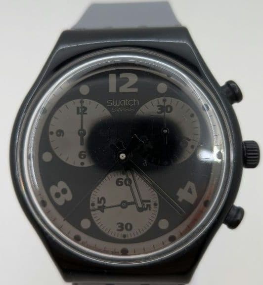 Swatch CHRONO MOONSHADOW SCB110 Analog Watch Black Quartz Used More Features
