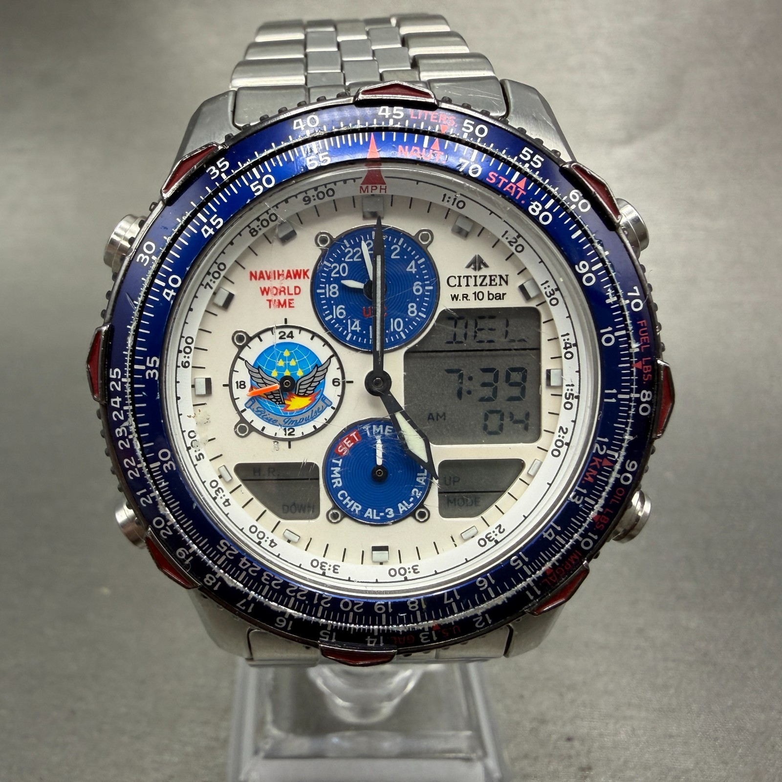 Citizen Promaster Navihawk Watch Men 42mm White Dial Steel Blue Impulse READ!!!!