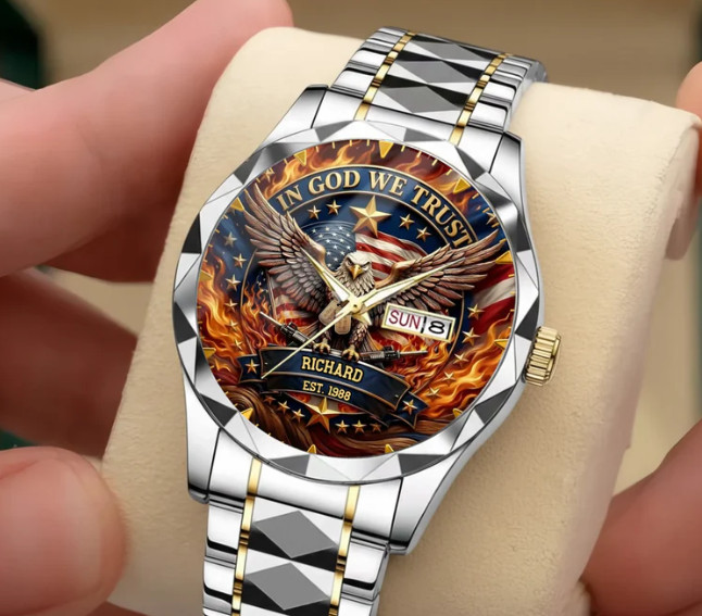 Personalized USA Veteran Watch Patriotic Wrist Alloy Luxury Quartz Watch