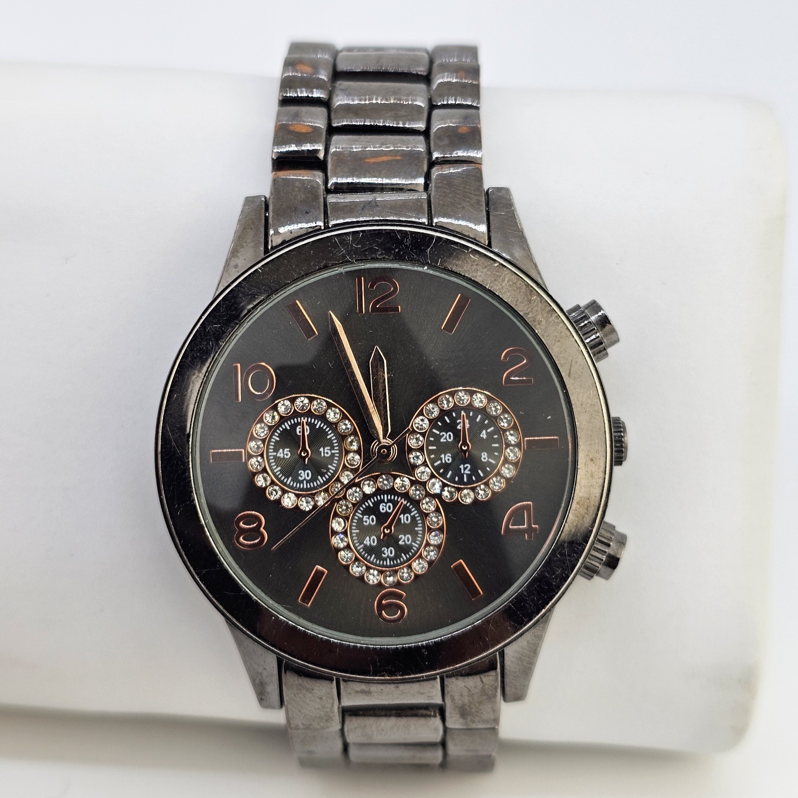 40MM Women’s Watch Black Dial Black Bracelet Band 6″ New Battery