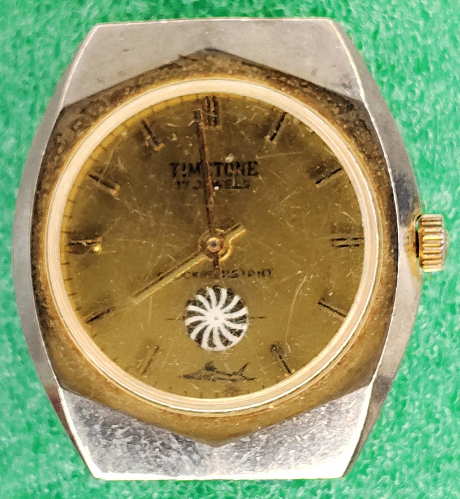 C1820 mens Works Timetone Fancy Moving Spiral Manual Vintage Working Watch lot